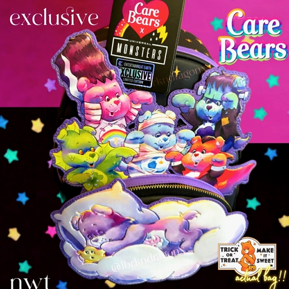 NWT Exclusive Limited Edition Care Bears Loungefly Backpack 🎃 Halloween 👻 Boo - Picture 16 of 16